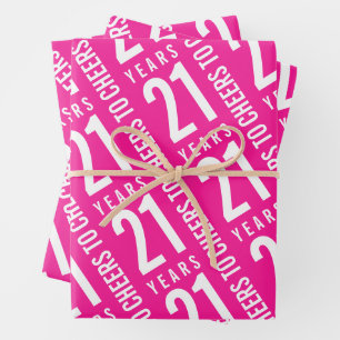 Heiß bis 21 Jahre Geburtstag heiß rosa Geschenkpapier Set