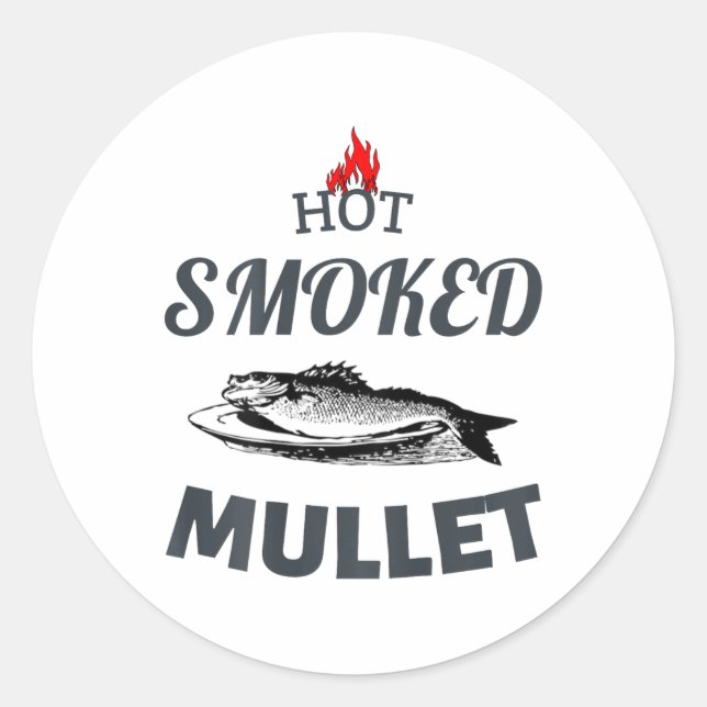Heiß geräucherte Mullet-Grillen Fisch Gekochte Mee Runder Aufkleber (Vorderseite)