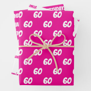 HEIß ROSA 60. Geburtstag Benutzerdefinierter Name Geschenkpapier Set