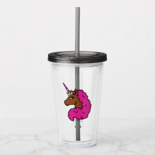 Heiß rosa Afro Einhorn Acryltrinkbecher