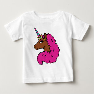 Heiß rosa Afro Einhorn Baby T-shirt