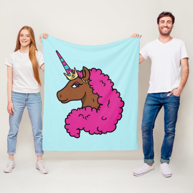 Heiß rosa Afro Einhorn Fleecedecke (Beispiel)