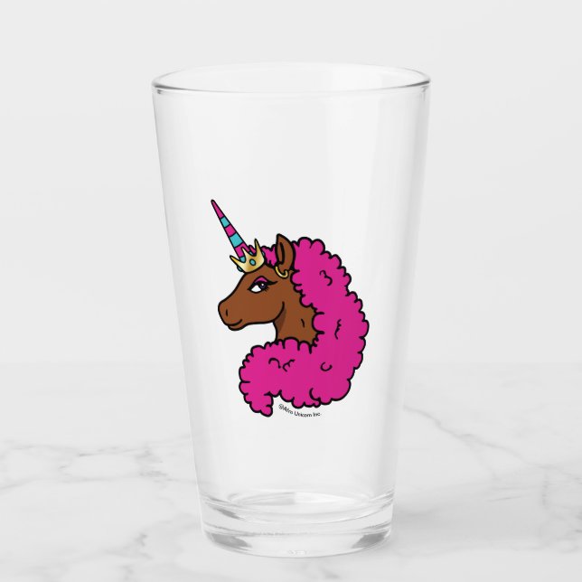 Heiß rosa Afro Einhorn Glas (Vorderseite)