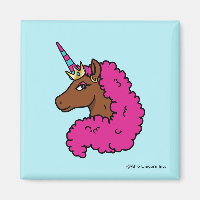 Heiß rosa Afro Einhorn Magnet (Vorne)