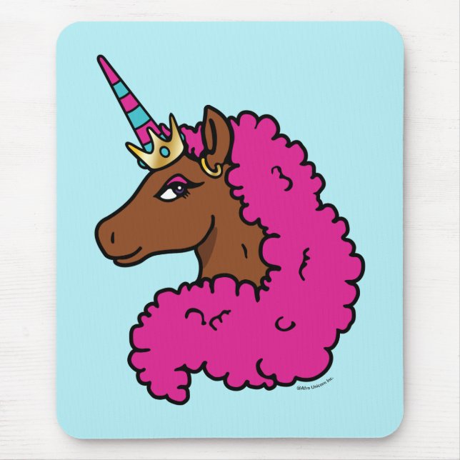 Heiß rosa Afro Einhorn Mousepad (Vorne)