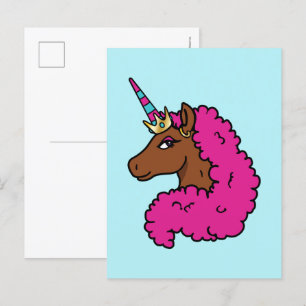 Heiß rosa Afro Einhorn Postkarte