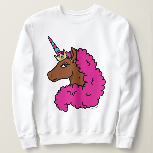 Heiß rosa Afro Einhorn Sweatshirt (Design vorne)