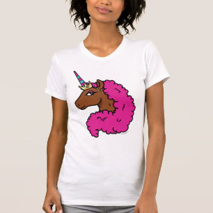 Heiß rosa Afro Einhorn T-Shirt
