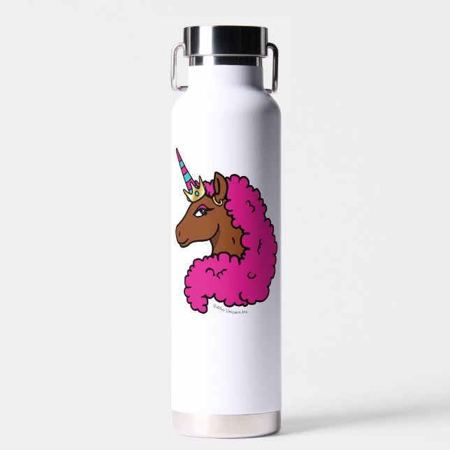 Heiß rosa Afro Einhorn Trinkflasche (Vorne)