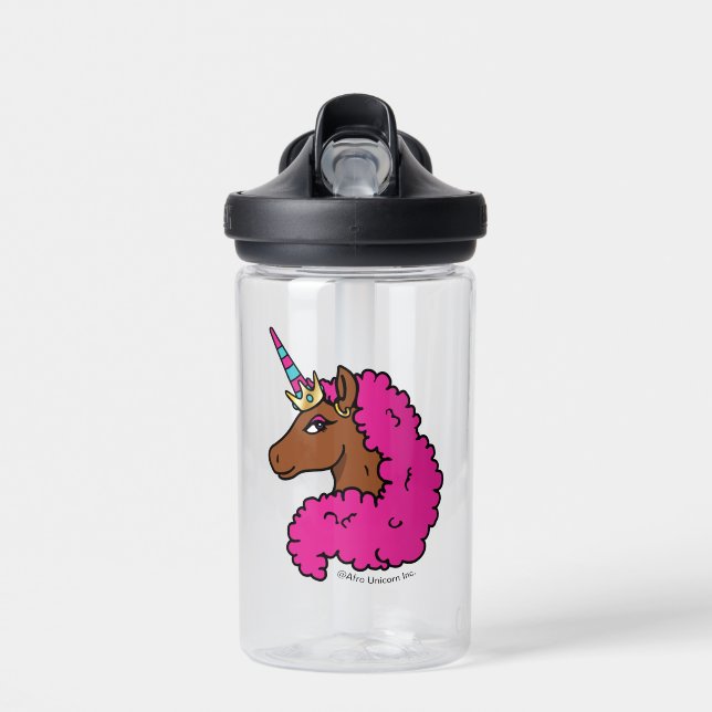Heiß rosa Afro Einhorn Trinkflasche (Vorne)