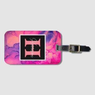 Heiß rosa Alkoholtinte Monogramm für sie Gepäckanhänger