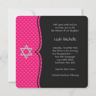 Heiß rosa Bat Mitzwa Einladung