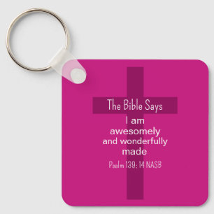 Heiß rosa Bibel-Zuversicht Ermutigung Christentum Schlüsselanhänger