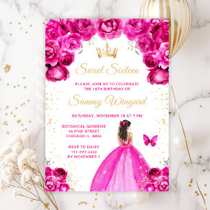 Heiß rosa braunhaarige Prinzessin Sweet Sixteen Einladung