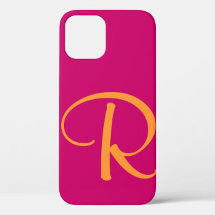 Heiß rosa Bright Orange Monogramm Case-Mate iPhone Hülle