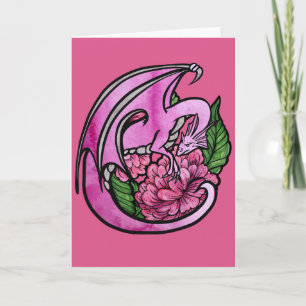 Heiß Rosa Drache Florale Blumen Geek Mädchen Karte