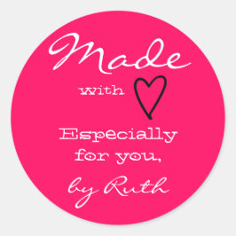 Heiß rosa Einfach Minimalistisch gemacht mit Liebe Runder Aufkleber