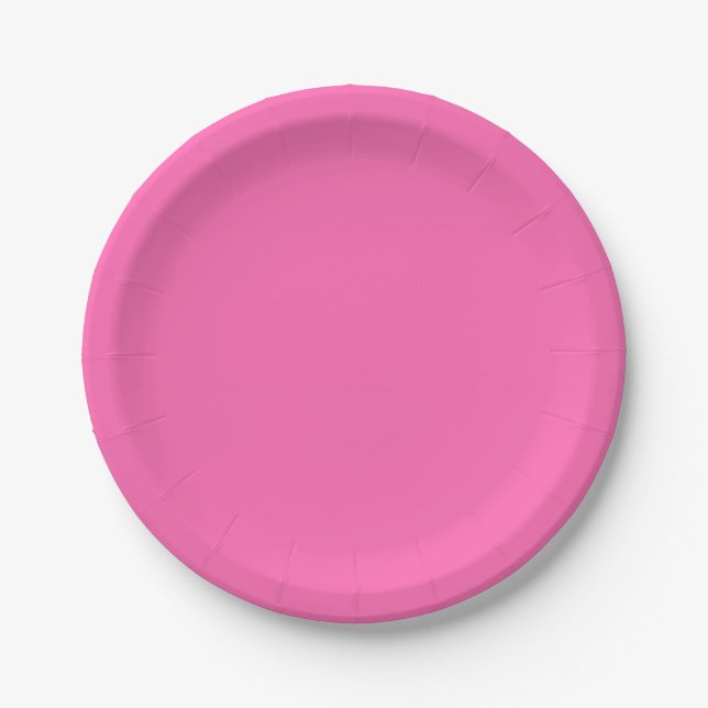 Heiß rosa Farbe Pappteller (Vorderseite)