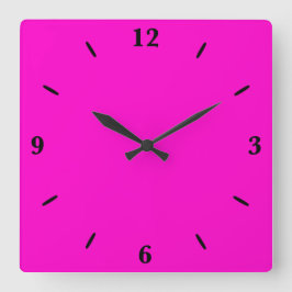 Heiß rosa Farbe Quadratische Wanduhr