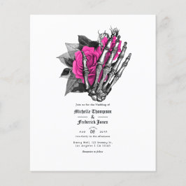 Heiß-rosa, florale Gotische Hochzeitseinladung Flyer