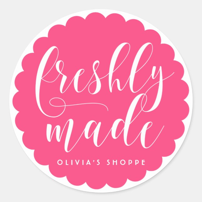 Heiß rosa, frisch gemachter moderner Kalligrafie Runder Aufkleber (Vorderseite)