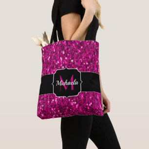 Heiß rosa funkelnde falsche Glitter-Monogramm