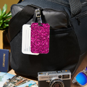 Heiß rosa funkelnder falscher Glitter Gepäckanhänger
