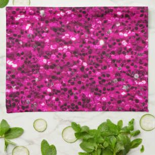 Heiß rosa funkelnder falscher Glitter Geschirrtuch