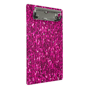 Heiß rosa funkelnder falscher Glitter Mini Klemmbrett