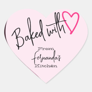 Heiß rosa gebacken mit Liebe Backen aus der Küche Herz-Aufkleber