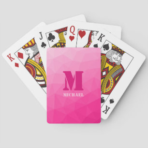 Heiß rosa geometrisches Mesh-Muster Monogramm Spielkarten