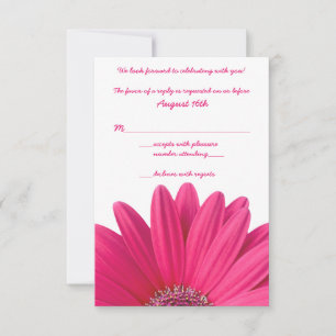 Heiß Rosa Gerbera-Daisy Weiße Hochzeits-RSVP-Karte RSVP Karte