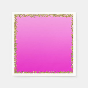 Heiß rosa getauchte Gold Glitter Glam Funkel Party Serviette