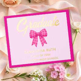 Heiß Rosa Gingham-Schleife Abschlussfeier Gästebuch