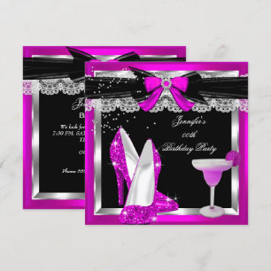 Heiß Rosa Glitter High Heels Silber Cocktailparty Einladung