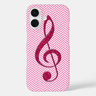 Heiß rosa Glitzer Kleber auf rosa Zickzack iPhone 16 Hülle