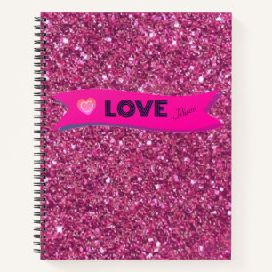 Heiß rosa glitzernde LOVE Valentinstag Herz Mädche Notizbuch