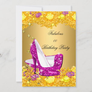 Heiß Rosa Gold Glitter High Heels Fabelhafte Party Einladung