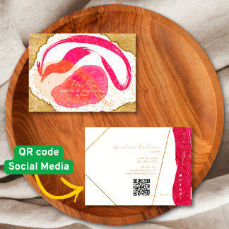 Heiß Rosa Gold Glitter Website QR Code Geschäft Visitenkarte