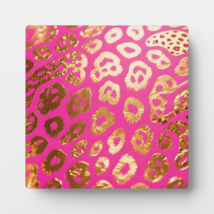 Heiß Rosa Gold Leoparden Druck Glamour Fotoplatte
