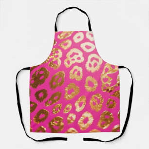 Heiß Rosa Gold Leoparden Druck Glamour Schürze