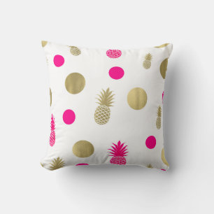 Heiß Rosa & Gold Punkte & Ananas Lustig Sommer Chi Kissen