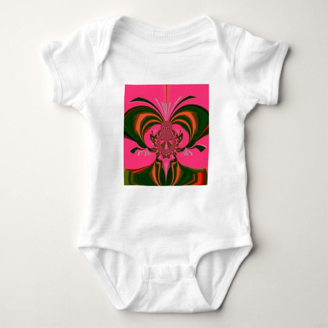 Heiß rosa, goldgrün baby strampler (Vorderseite)