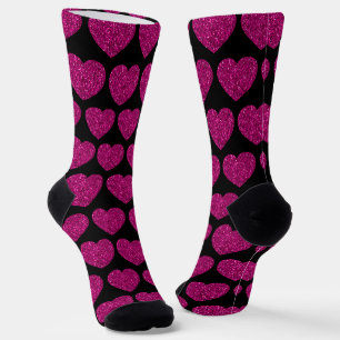 Heiß rosa Herz falscher Glitter funkelt Muster sch Socken
