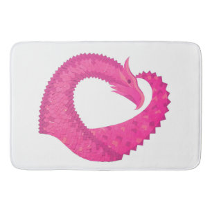 Heiß rosa Herzdrache in Weiß Badematte