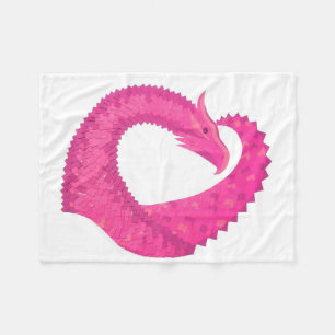 Heiß rosa Herzdrache in Weiß Fleecedecke
