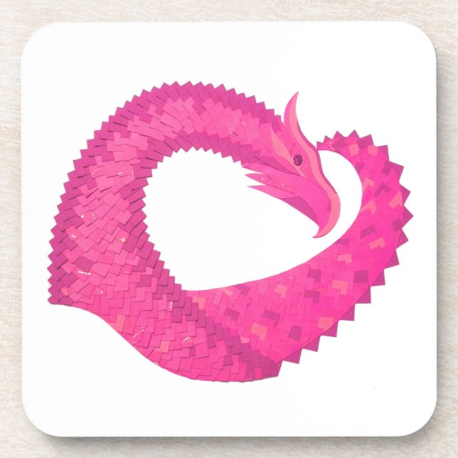 Heiß rosa Herzdrache in Weiß Getränkeuntersetzer (Vorderseite)