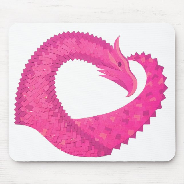 Heiß rosa Herzdrache in Weiß Mousepad (Vorne)