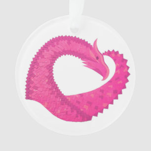 Heiß rosa Herzdrache in Weiß Ornament