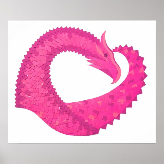 Heiß rosa Herzdrache in Weiß Poster (Vorne)